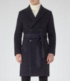 Reiss Miles - Mens Double-breasted Coat In Blue, Size Xs