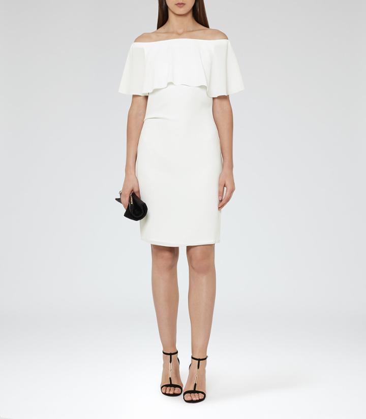 Reiss Balm - Off-the-shoulder Dress In White, Womens, Size 0