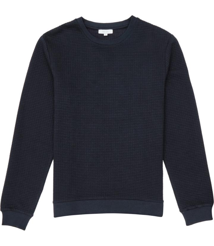 Reiss Lodger - Mens Quilted Sweatshirt In Blue, Size Xs