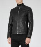 Reiss Native - Mens Leather Biker Jacket In Black, Size S