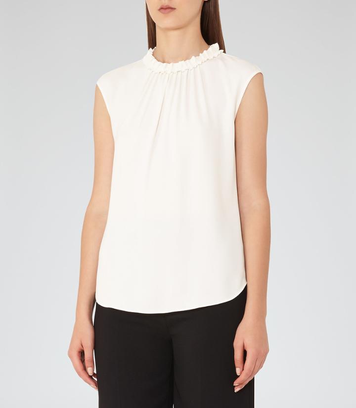 Reiss Magda - Gathered Tank Top In White, Womens, Size 0