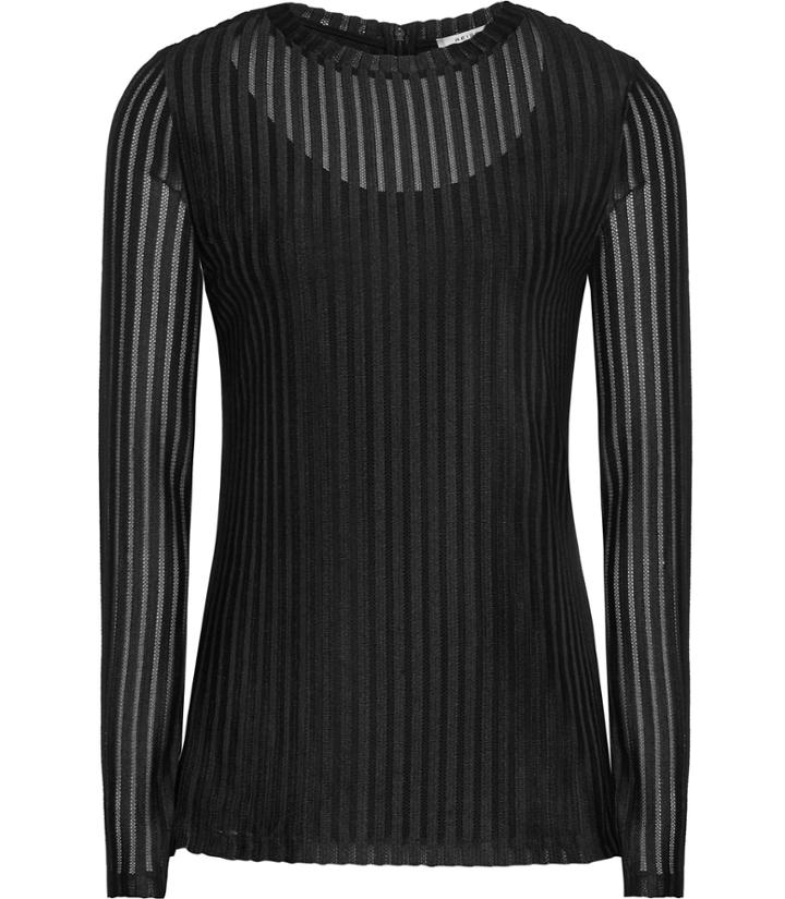 Reiss Mell - Womens Textured Long-sleeved Top In Black, Size Xs