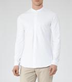 Reiss Harvey - Pique Grandad Collar Shirt In White, Mens, Size Xs