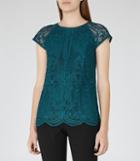 Reiss Etia - Womens Lace Top In Blue, Size 6