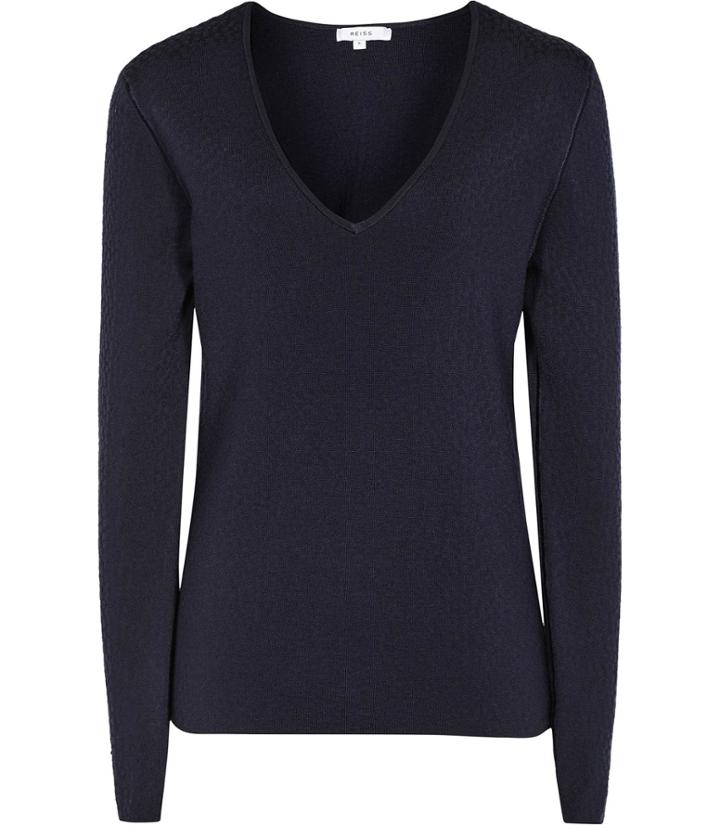 Reiss Bess - Womens Textured Jumper In Blue, Size Xs
