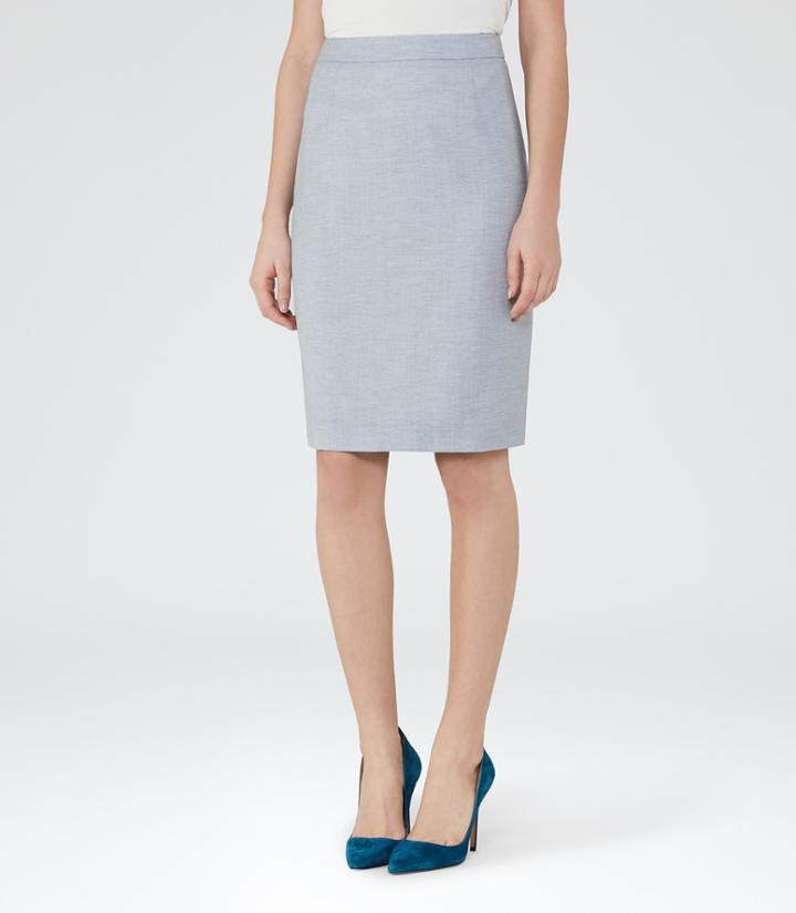 Reiss Wren Skirt - Tailored Pencil Skirt In Blue, Womens, Size 2