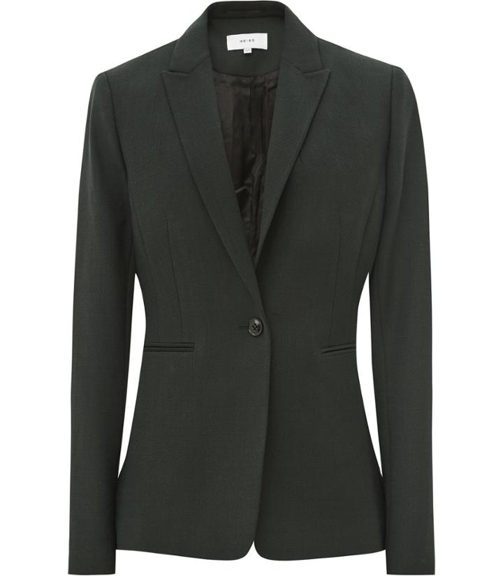 Reiss Pinetta Jacket - Womens Single-breasted Blazer In Green, Size 4