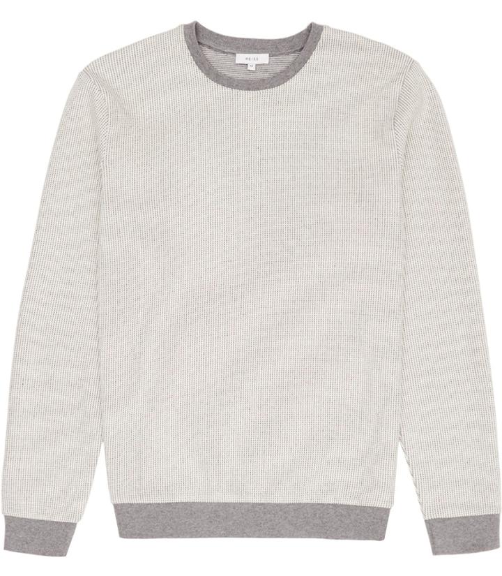 Reiss Comet - Mens Textured Cotton Jumper In White, Size Xs