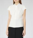Reiss Hattie - Knot-front Top In White, Womens, Size 2