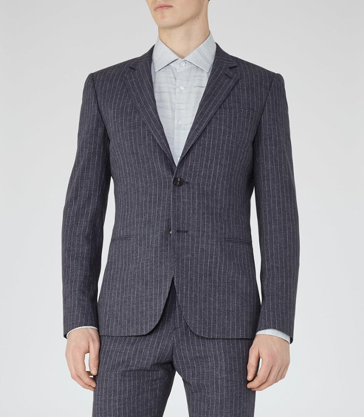 Reiss Cupid B - Mens Pinstripe Blazer In Blue, Size 38