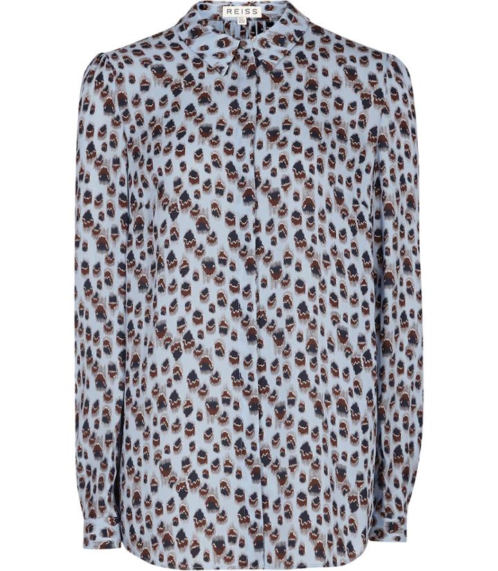Reiss Hale - Womens Printed Shirt In Blue, Size 4