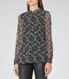 Reiss Loir - Womens Lace Contrast-back Top In Black, Size 6