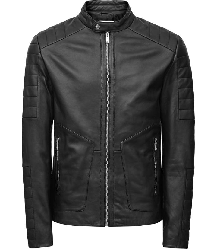 Reiss Native - Mens Leather Biker Jacket In Black, Size Xs