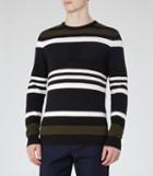 Reiss Ketlett - Mens Textured Stripe Jumper In Blue, Size M