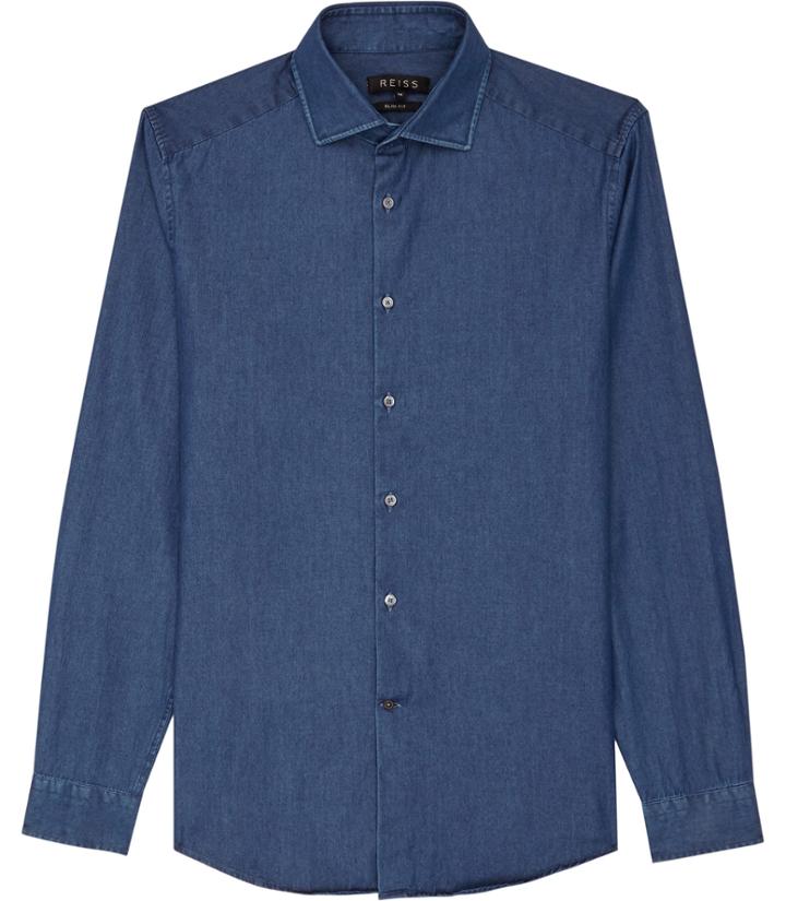 Reiss Marco - Mens Denim Shirt In Blue, Size Xs