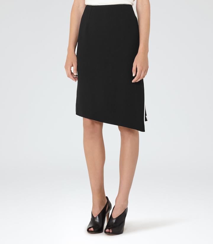 Reiss Clemence - Tipping-detail Skirt In Black, Womens, Size 0