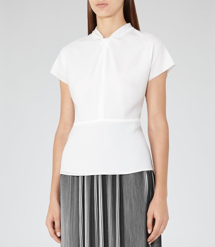 Reiss Hattie - Womens Knot-detail Blouse In White, Size 6