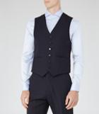 Reiss Baggio W - Mens Checked Wool Waistcoat In Blue, Size 38
