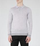 Reiss Antonio - Piped Wool Polo Shirt In Grey, Mens, Size M