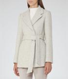 Reiss Anda - Womens Melange Belted Coat In White, Size 6
