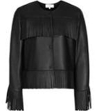 Reiss Olivia - Womens Fringed Leather Jacket In Black, Size Xs
