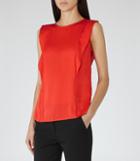 Reiss Palm - Womens Ruffle-detail Top In Orange, Size 4