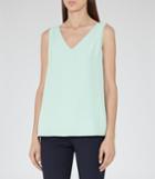 Reiss Jasmine - Womens Button-back Vest In Green, Size 6