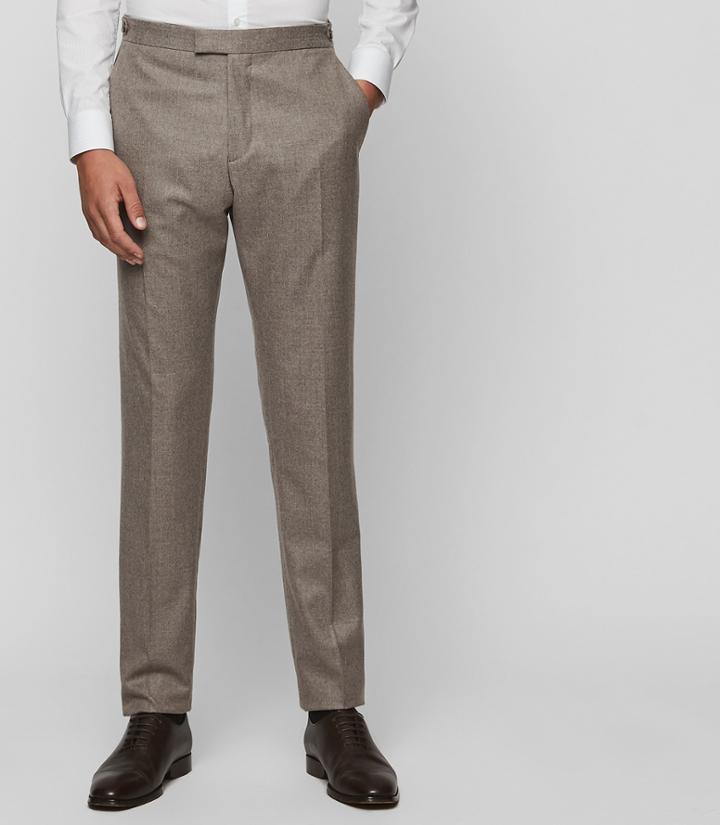 Reiss Tuscan T - Modern-fit Wool Trousers In Brown, Mens, Size 30