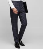 Reiss Watson T - Wool Overcheck Trousers In Blue, Mens, Size 28