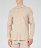 Reiss Stefan - Melange Weave Shirt In Brown, Mens, Size Xs