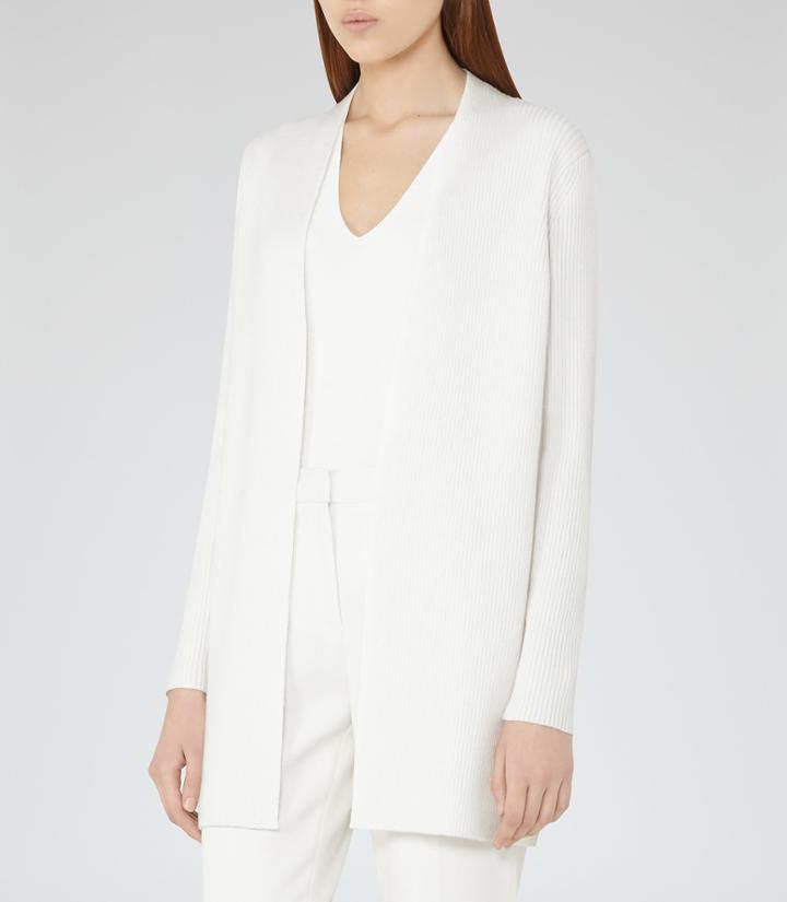 Reiss Mariko - Womens Longline Open-front Cardigan In White, Size Xs