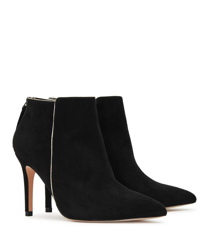 Reiss Breton - Womens Metallic-trim Ankle Boots In Black, Size 4