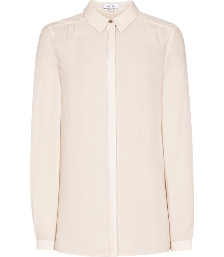 Reiss Samir - Womens Plisse-back Shirt In Pink, Size 4