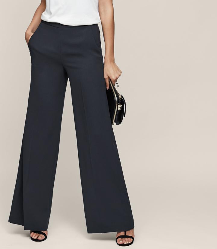 Reiss Ginny - Wide-leg Trousers In Blue, Womens, Size 2