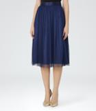 Reiss Crystal - Womens Tulle Midi Skirt In Blue, Size 6