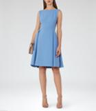 Reiss Eri - Low-back Fit And Flare Dress In Blue, Womens, Size 0