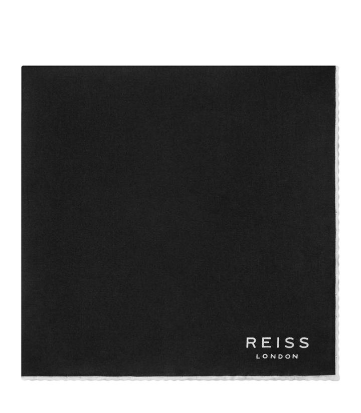 Reiss Horner - Silk Piped Pocket Square In Black, Mens