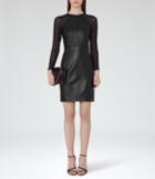 Reiss Elodie - Womens Leather And Chiffon Dress In Black, Size 4
