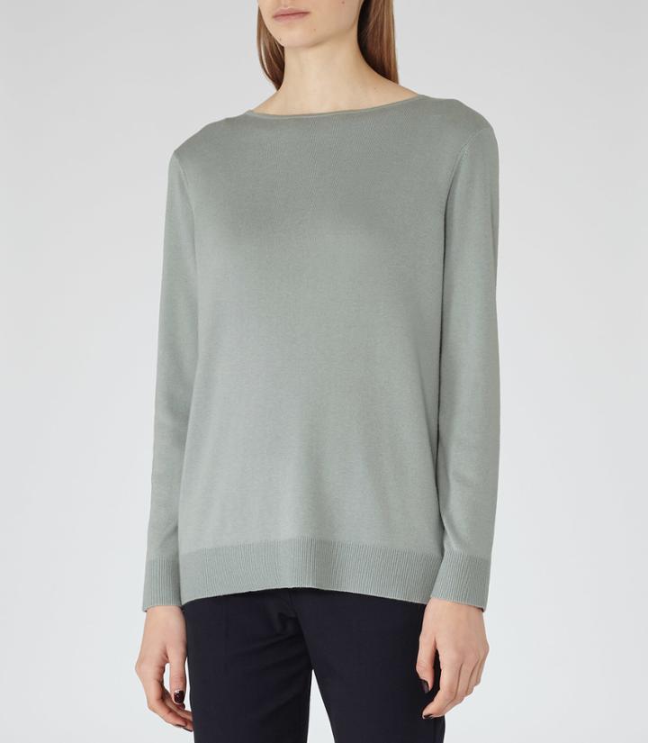 Reiss Helene - Womens Scoop-back Jumper In Blue, Size L