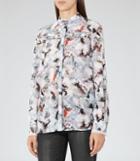 Reiss Frost - Womens Blur Print Blouse In Cream, Size 6