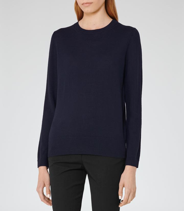 Reiss Truth - Womens Merino Wool Jumper In Blue, Size S