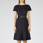 Reiss Hallie - Womens Textured Fit And Flare Dress In Blue