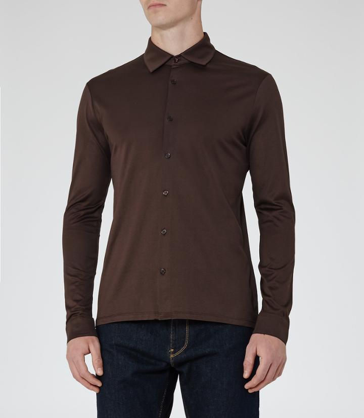 Reiss Chapter - Mens Mercerised Cotton Shirt In Purple, Size S