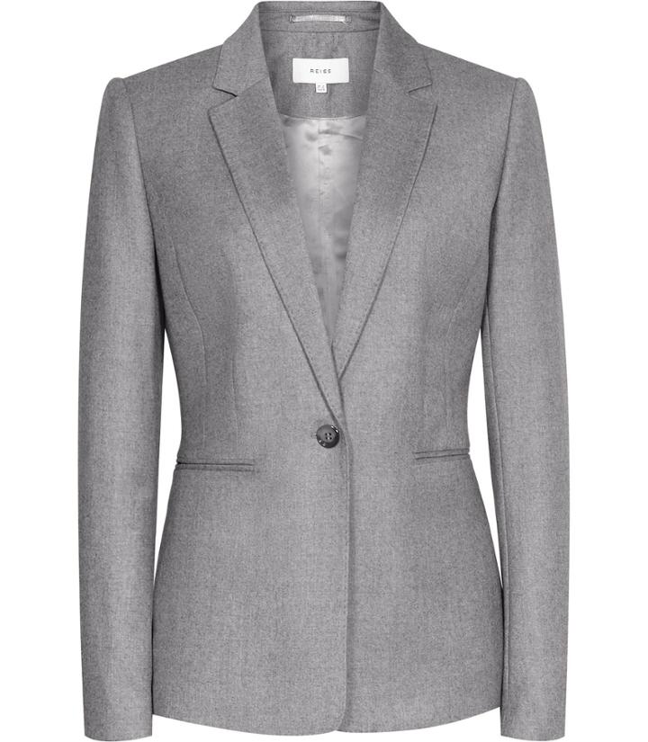 Reiss Sammy Jacket - Womens Single-breasted Blazer In Grey, Size 4
