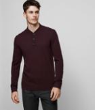 Reiss Mount - Button Neck Jumper In Red, Mens, Size Xs