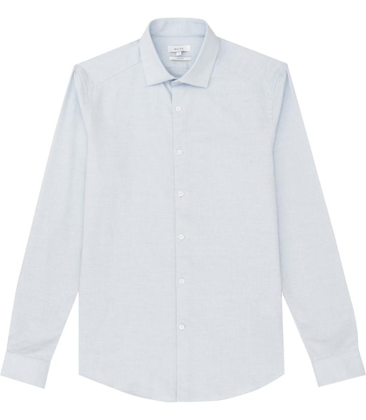 Reiss Bleu - Mens Textured Slim Shirt In Blue, Size S