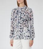 Reiss Louisa - Womens Printed Shirt In Red, Size 4