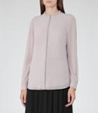 Reiss Balas - Texture-detail Blouse In Pink, Womens, Size 0