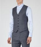 Reiss Monroe W - Mens Checked Wool Waistcoat In Blue, Size 38