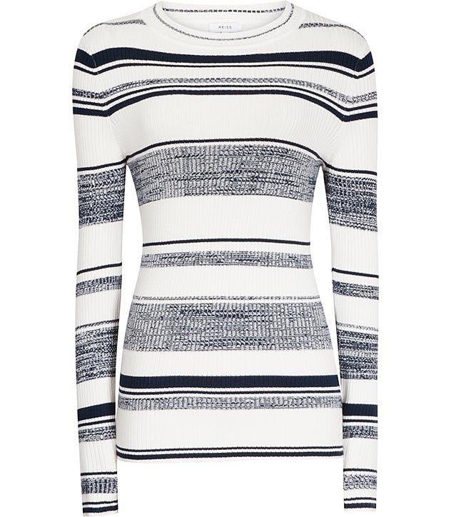 Reiss Bonham - Womens Ribbed Striped Jumper In Blue, Size S
